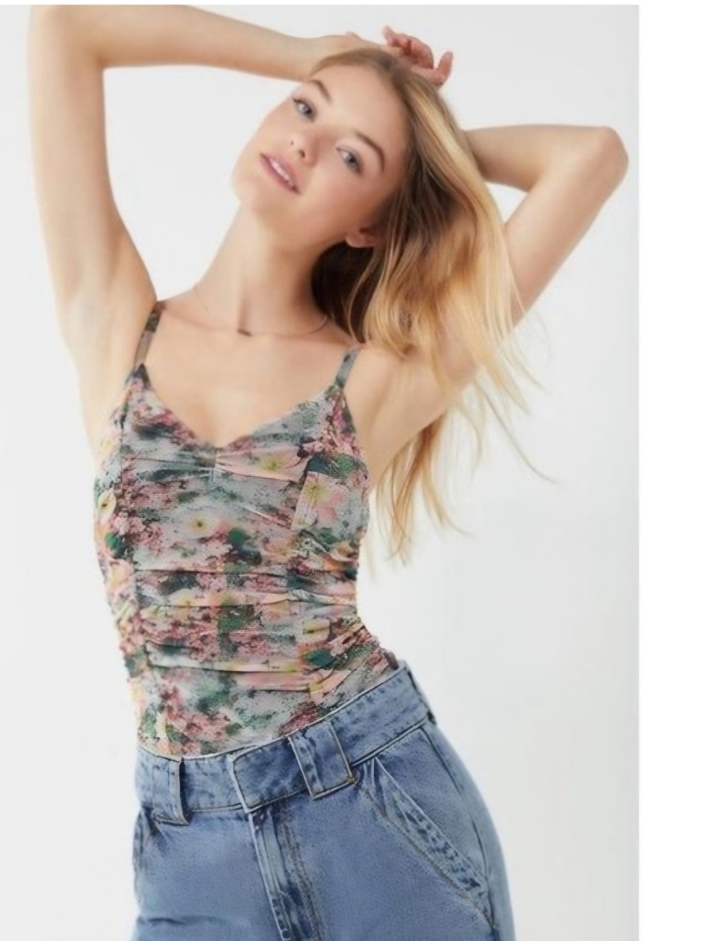 Out From Under Ruched Floral Bodysuit,  Sz Small